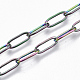 イオンプレーティング（ip）304ステンレス製ペーパークリップチェーン  描かれた細長いアズキチェーン  ハンダ付け  虹色  12x4x1mm  約39.37インチ（1m）/連 CHS-S006-JN957-3-1
