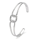 304 Stainless Steel Hollow Rectangle Cuff Bangle for Women BJEW-D061-03P-2