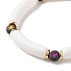 Bracelet extensible en perles de tube incurvé en acrylique avec coeur pour femme BJEW-JB07586-01-5