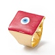 Square Enamel with Evil Eye Wide Band Finger Rings RJEW-A014-02G-05-2