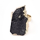 Anillos de dedo ajustables con turmalina negra natural chapada en los bordes RJEW-E166-02-2