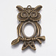 Style tibétain grand hibou dos ouvert pendentif supports cabochons pour Halloween TIBEP-768-AB-NR-1