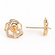 Brass Micro Pave Clear Cubic Zirconia Stud Earring Findings KK-S356-239-NF-3