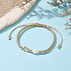 Braccialetti con perline intrecciate in ottone e perle naturali BJEW-JB09721-04-2
