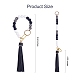Schlüsselanhänger mit runden Perlen aus Silikon mit Quaste aus Kunstleder KEYC-SW00005-01-3