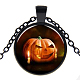 Halloween Theme Glass Pendant Necklaces NJEW-J057-B922-B-1