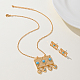 Комплект из серег-гвоздиков и ожерелий с подвесками из синтетической бирюзы для женщин VW9294-4