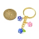 Porte-clés pendentif en verre de fleur et en argile polymère KEYC-JKC00639-01-3