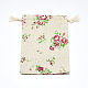 ポリコットン（ポリエステルコットン）パッキングポーチ巾着袋  印刷された花で  小麦  14x10cm X-ABAG-T004-10x14-10-2