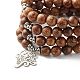 Natural Wenge Wood Beads Stretch Bracelet for Men Women BJEW-JB06909-4