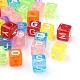 Mixed Letters Cube Transparent Acrylic Horizontal Hole Letter Beads X-PL41C9447-1