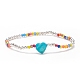 Bracelet extensible perlé coeur coquillage naturel avec verre pour femme BJEW-JB08272-4