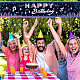 ポリエステルハンギングバナー子供の誕生日  誕生日パーティーのアイデアサイン用品  お誕生日おめでとうございます  ピンク  300x50cm AJEW-WH0190-024-6