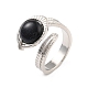 Oval Natural & Synthetic Mixed Stone Cuff Ring RJEW-I079-01-4