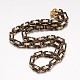 Collar de cadena bizantina de acero inoxidable de dos tonos 201 con cierres de pinza de langosta para hombres y mujeres NJEW-K062-01C4-5mm-1