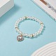 Bracelet extensible perlé rond en perles acryliques avec breloques coeur en alliage strass pour femme BJEW-JB09232-8
