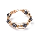 Round Natural Spinel Braided Bead Finger Ring with Glass RJEW-JR00450-05-1