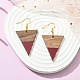 Dreieckige Ohrhänger aus Harz und Walnussholz EJEW-JE05505-01-3