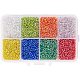 Pandahall alrededor de 12500 pieza 8 colores 12/0 cuentas multicolores cuentas de semillas de vidrio cuentas de pony redondas mini espaciador cuentas checas diámetro 2 mm para hacer joyas SEED-PH0006-2mm-05-1