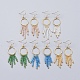Glass Seed Beads Tassel Earrings EJEW-JE04063-1