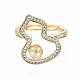 Brass Micro Pave Clear Cubic Zirconia Peg Bails Adjustable Finger Ring Settings KK-S356-173G-NF-2