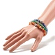 3 pièces 3 couleurs bracelets extensibles en perles rondes en aventurine naturelle avec tube incurvé BJEW-JB07719-4