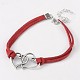 Heart to Heart Antique Silver Plated Alloy Faux Suede Cord Anklets AJEW-AN00114-2