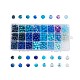 混合スタイルのガラスビーズ  ラウンド  24色  グラデーションカラー  ブルー  8~8.5mm  穴：1.3~1.6mm  約27~30個 /コンパートメント  648~720個/箱 GLAA-JP0001-04K-1