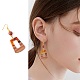 2 Paar 2-farbige Trapez-Ohrringe aus Harz und Walnussholz EJEW-SW00014-04-6