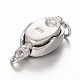 Oval Platinum Plated Sterling Silver Rhinestone Box Clasps STER-N014-08-2