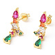 Colorful Cubic Zirconia Teardrop Dangle Stud Earrings EJEW-R149-01G-1