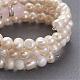 Glass Pearl Beads Wrap Bracelets BJEW-JB02798-02-3