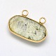 Faceted Oval Golden Tone Brass Natural Mixed Stone Pendants G-M282-02-3