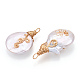 Colgantes de perlas keshi de perlas barrocas naturales PEAR-N020-L38-2