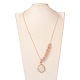 Natural Drusy Agate Pendant Necklaces NJEW-JN01113-03-4