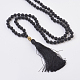 Natürliche schwarze Achat Buddha Mala Perlen Halsketten NJEW-JN02129-01-2