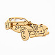 車のブローチ  バックパックの服のための201つのステンレス鋼の車の襟章  ニッケルフリー＆鉛フリー  ゴールドカラー  33x53.5x7mm  ピン：0.7mm JEWB-N007-006G-FF-3