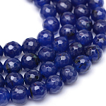 Chapelets de perle en jade blanc naturel, teinte, facette, ronde, bleu foncé, 6mm, Trou: 1mm, Environ 60 pcs/chapelet, 14.06~14.45 pouce (35.7~36.7 cm)