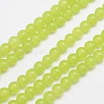 Natürliche und gefärbte Perle Malaysia Jade Stränge, Nachahmung Peridot, Runde, gelb-grün, 6 mm, Bohrung: 0.8 mm, ca. 64 Stk. / Strang, 15 Zoll