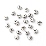 Ferro crimpare perline coperture,  cadmio& piombo libero, colore platino, misura:circa3mm di diametro, Foro: 1.2~1.5 mm