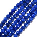 Chapelets de perles rondes en jade de Mashan naturelle, teinte, bleu, 6mm, Trou: 1mm, Environ 69 pcs/chapelet, 15.7 pouce