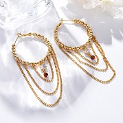 Латунные серьги-кольца из прозрачного кубического циркония EJEW-R014-15G