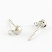 304 Stainless Steel Ball Post Stud Earring Findings STAS-Q170-14