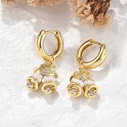 Латунные серьги-кольца из прозрачного кубического циркония EJEW-R016-06G