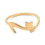 Ion Plating(IP) 304 Stainless Steel Cat Adjustable Ring for Women RJEW-M149-34G