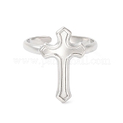304 кольцо из нержавеющей стали с открытым крестом для женщин RJEW-K245-32P