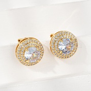 Серьги-клипсы из латунного микро-паве с прозрачными фианитами EJEW-H154-11B-G