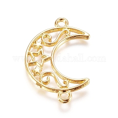 Connettori per collegamenti in lega di zinco, aprire la lunetta posteriore, per resina UV fai da te, resina epossidica, Gioielli fioriti pressati, luna con stelle, oro, 34x21x1.5mm, Foro: 2.2 mm