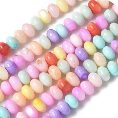 Naturali di acqua dolce perline shell fili, rondelle, tinto, colore misto, 6x3.5~4mm, Foro: 1 mm, circa 97~99pcs/filo, 15.08~ 15.47 pollice (38.3~39.3 cm)