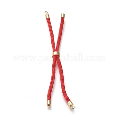 Nylon Twisted Cord Armband machen, Slider Armband machen, mit Messing-Zubehör, golden, rot, 8.66~9.06 Zoll (22~23 cm), Bohrung: 2.8 mm, Einzelkettenlänge: ca. 4.33~4.53 Zoll (11~11.5 cm)